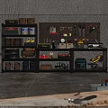 Garage Storage Shelves Organized With Tools Toolboxes Tires And Power Equipment 3d model