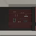 Modern Sideboard With Red LED Lighting Black Red Design Glass Doors Wine Glasses