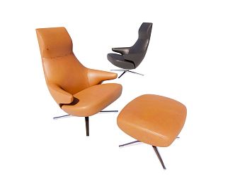 Lounge Chair Foot Combination Leather Seat 3d model