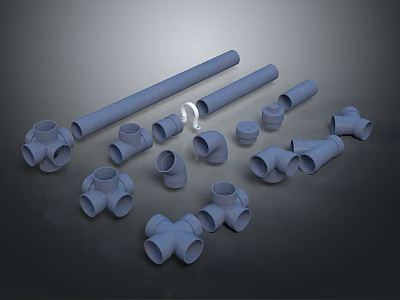 Gray PVC Pipe Lighting Fixture Combination With Various Shapes And Designs 3d model
