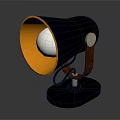 Modern Illuminating Table Lamp With Dark Body Orange Shade And Wooden Stand