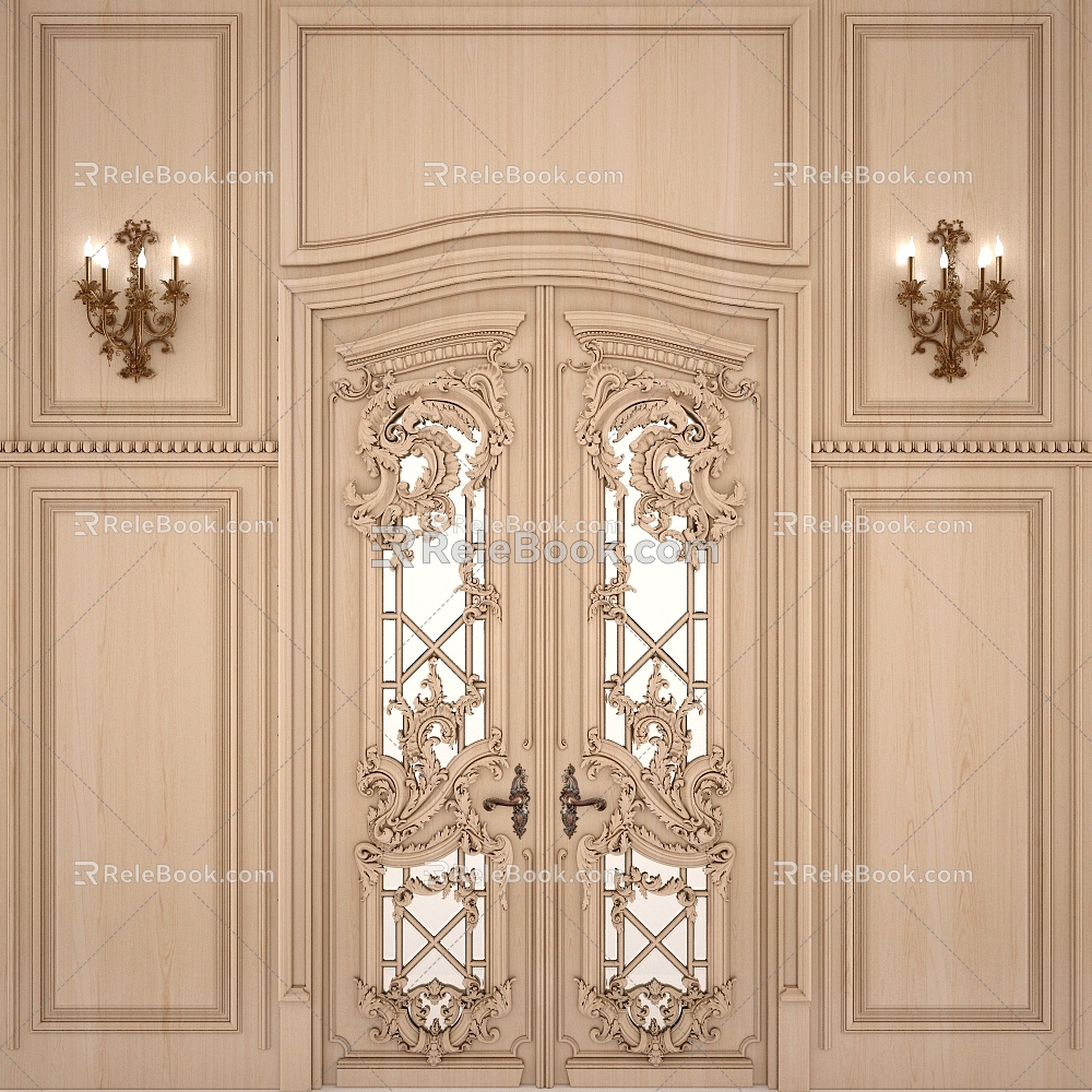 Modern European Style Door Modern Door Bedroom Door Security Door Door Door Door Lock Hardware Wooden Door Home Furniture 3d model