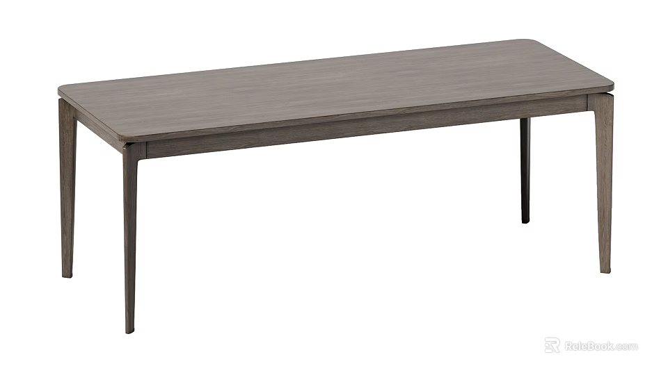 Modern Minimalist Rectangular Dining Table With Slim Legs And Neutral Wooden Top 3d model