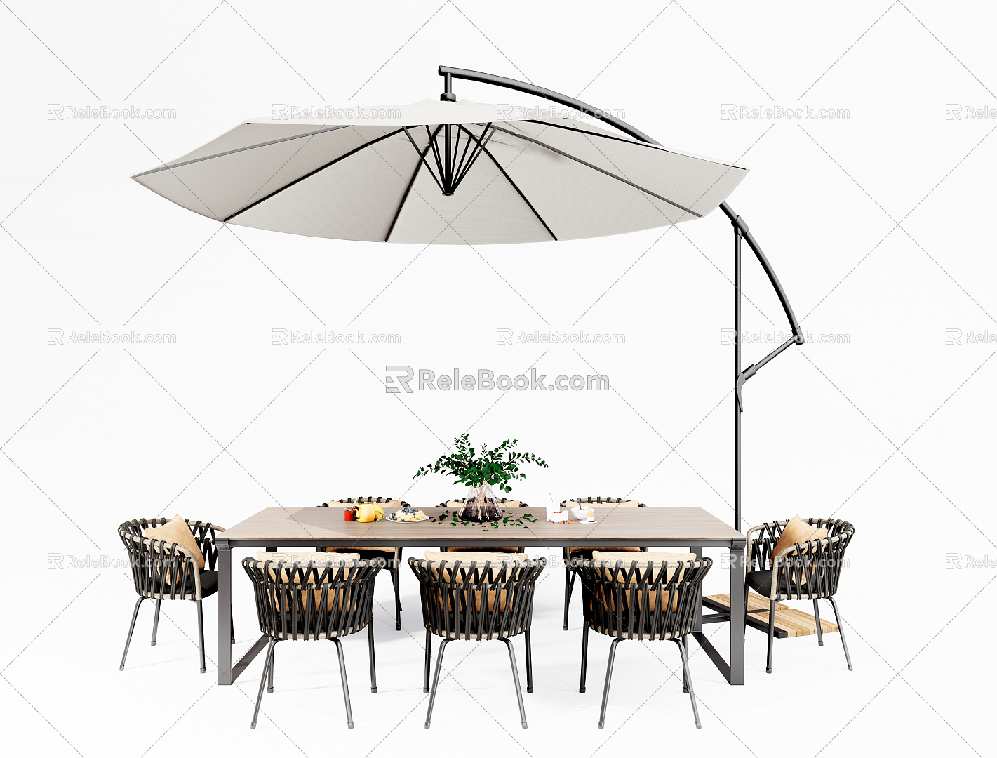 Modern Outdoor Table and Chair Outdoor Table and Chair Casual Table and Chair Combination Parasol model