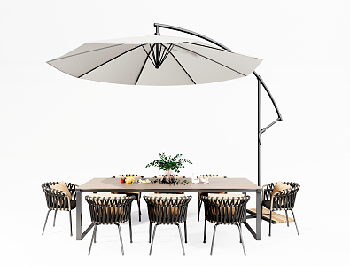 Modern Outdoor Table and Chair Outdoor Table and Chair Casual Table and Chair Combination Parasol 3d model