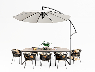 Modern Outdoor Table and Chair Outdoor Table and Chair Casual Table and Chair Combination Parasol 3d model