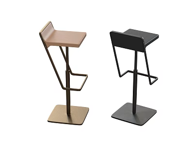 Modern Bar Stools With Metal Frame Square Base Two Tone Design 3d model