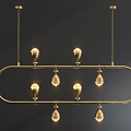 Modern Gold Black Metal Chandelier With Geometric Frame Bar Light And Drop Shaped Bulbs