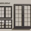 Black Frame Casement Windows Glass Panels Home Interior Display Design