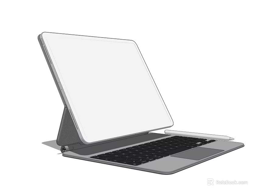 Modern Foldable Laptop With Adjustable Screen Stand And Full Size Keyboard 3d model 