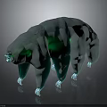3D Rendered Fantasy Creature With Blue Green Body Glowing Eyes And Luminous Claws