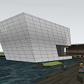 Modern Sales Office Building With Unique Geometric Roof And Landscaped Surroundings