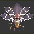 Mechanical Insect Robot With Transparent Wings Metallic Golden Body And Spring Legs