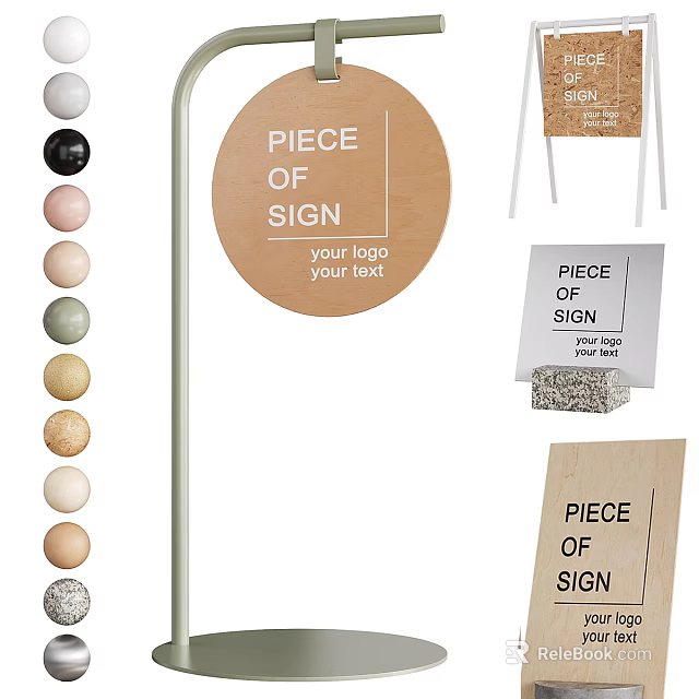 Diverse Piece of Sign Billboard Styles Featuring Logo and Text Areas 3d model 