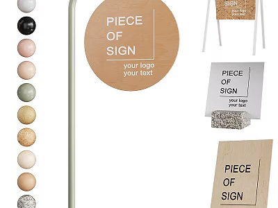 Diverse Piece of Sign Billboard Styles Featuring Logo and Text Areas 3d model