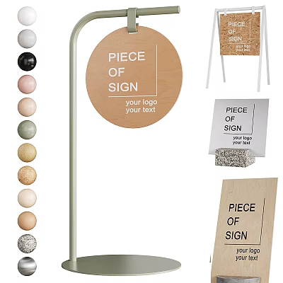 Diverse Piece of Sign Billboard Styles Featuring Logo and Text Areas 3d model