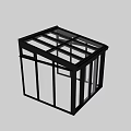 Modern Glass Sunroom Structure With Black Frame And Large Glass Panels