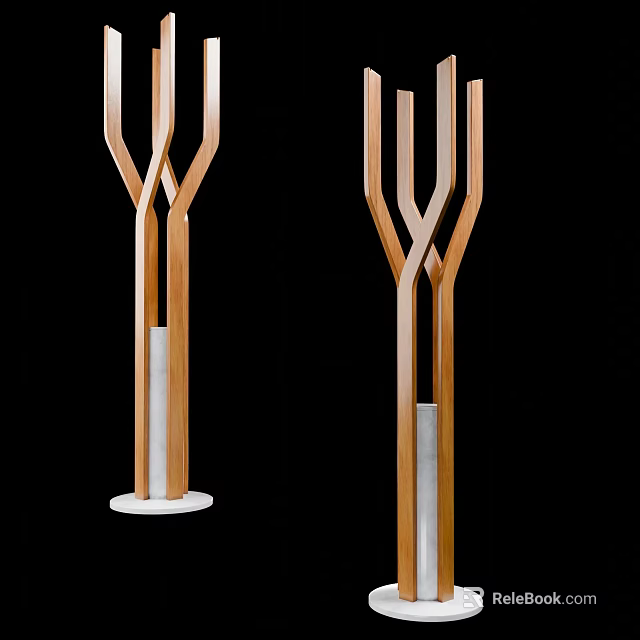 Elegant Modern Wooden Floor Lamp With Crossed Design And White Base 3d model 