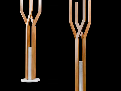 Elegant Modern Wooden Floor Lamp With Crossed Design And White Base 3d model