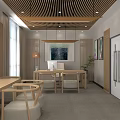 Modern Front Desk Reception With Curved White Walls Female Staff Computer Potted Plant