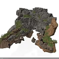Modern Rocky Landscape Scene With Green Vegetation And Natural Rock Structures