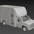 White Cargo Van With Open Side Door And Wooden Loading Compartment