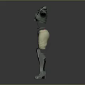 Fashionable Outfit Featuring Green Scarf Light Colored Shorts Colorful Belt And Silver Leg Guards