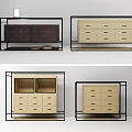 Modern Sideboard Designs With Metal Frame Dark Brown And Light Beige Drawers Cabinet Doors