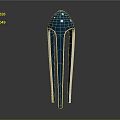Shiny Blue Squid Sculpture Featuring Slender Metal Legs and White Spots