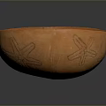 Handcrafted Orange Clay Bowl With Intricate Sculptural Carved Patterns And Smooth Surface