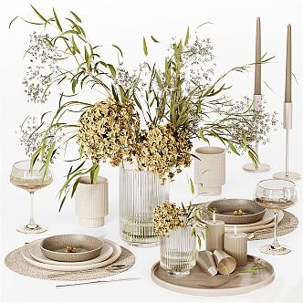 Modern Tableware Ornaments Combination 3d model