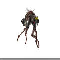 Futuristic Biomechanical Monster With Spiked Back Long Legs And Mechanical Gear