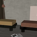 Modern sofa stool low stool combination 3d model