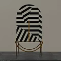Modern Geometric Entryway Console Table With Black White Striped Design And Gold Frame 3d model
