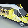 Choco Cake Food Truck with Yellow White Body Open Awning Serving Window and Menu Board