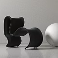 Modern Curved Black Single Sofa Interior Design With White Sphere Decoration