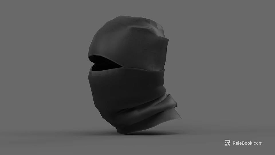 Black Wrapped Fabric Hat With Wrinkled Texture And Minimalist Design On Gray Background 3d model 