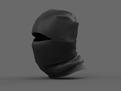 Black Wrapped Fabric Hat With Wrinkled Texture And Minimalist Design On Gray Background 3d model