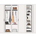 Modern Wardrobe With Glass Doors And Organized Clothing Storage Space