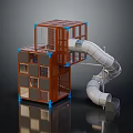 Outdoor Playground Equipment Container Based With Brown Frame Blue Supports And Silver Slide For Kids