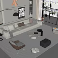 Modern sofa coffee table combination 3d model