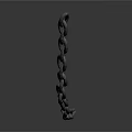 Black Metal Chain Industrial Equipment With Curved Shape Shiny Reflective Surface Isolated On White Background