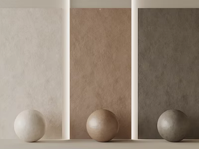 Different Colored Wall Panels With Corresponding Spheres Displayed In Front Design 3d model