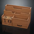 Wooden Desktop Storage Organizer With Multiple Compartments Drawer And Calendar Date