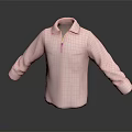 Pink Collared Zip Front Shirt With Long Sleeves And Dual Front Pockets 3d model
