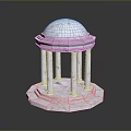 White Stone Pavilion Architectural Model With Dome Columns And Octagonal Base