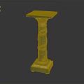 Elegant Green Decorative Furniture Pedestal With Golden Leaf Ornaments Square Top And Base