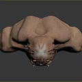 Game Movie Character With Pink Skin Short Hair Green Face Stripes Fangs Earring Muscular Body