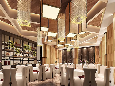 modern banquet hall dining banquet hall 3d model