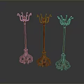 Modern Wooden Coat Racks With Red And Brown Finish And Unique Base Design